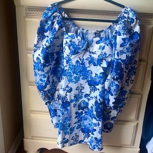 Floral balloon sleeve mini dress